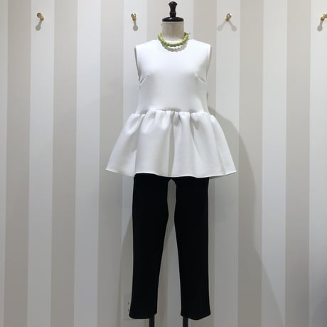 12-238   白×ボーダー　バックリボンペプラムトップス　Ｍ
