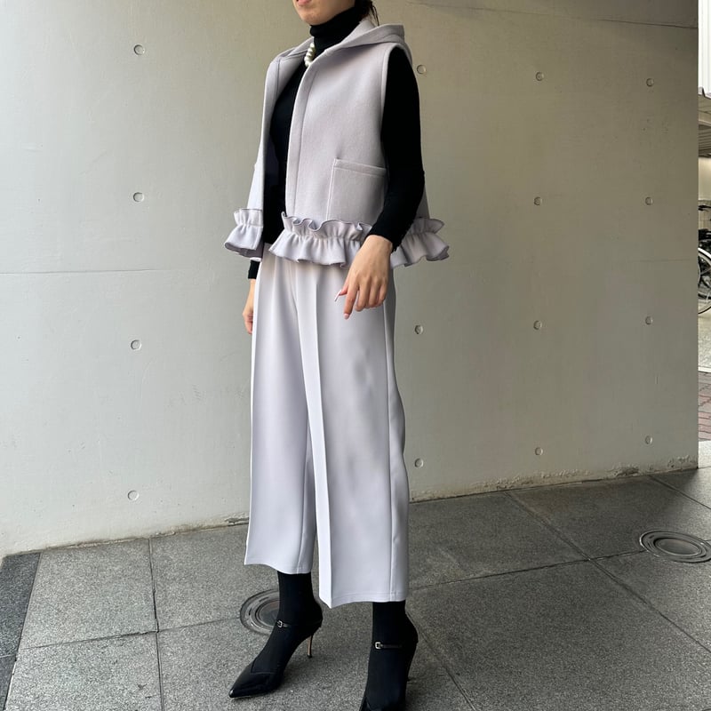 2-026 ラベンダー セミワイドクロップドパンツ フリー（L