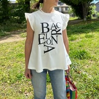 5-003    白×黒　袖フリルＴシャツ　ＭＬ   セレクト商品