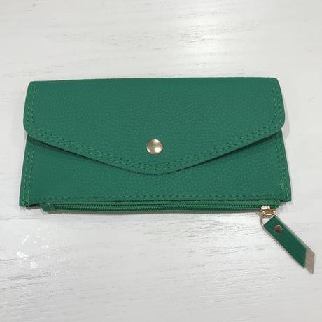 6-014  フラット長財布　グリーン