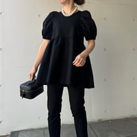 4-100   黒杢　半袖TOMOペプラムトップス　長め　Ｌ