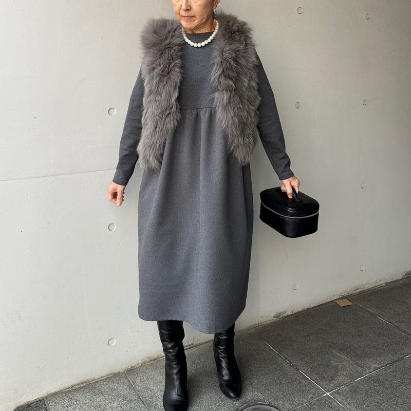 12-047 グレー 長袖ドールワンピース M | capriciousmie