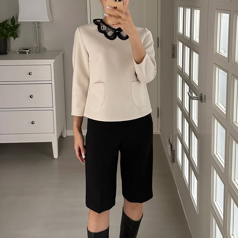 1-111 黒 バミューダパンツ フリー（L） | capriciousmie