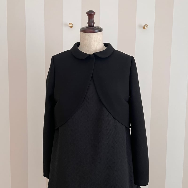 1-097 黒ウール 襟付きボレロ M | capriciousmie