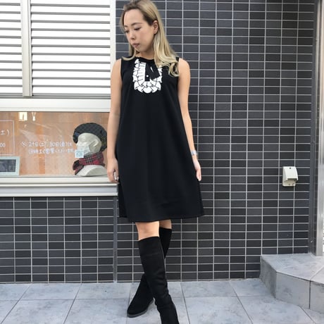 11-076  黒　モチーフワンピース　ML