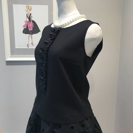 1-252  黒×黒ドット　MINトップス　Ｍ