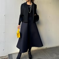 1-014    ミッドナイトウールボンディング　フレアスカート　ロング　ファスナー　Ｍ