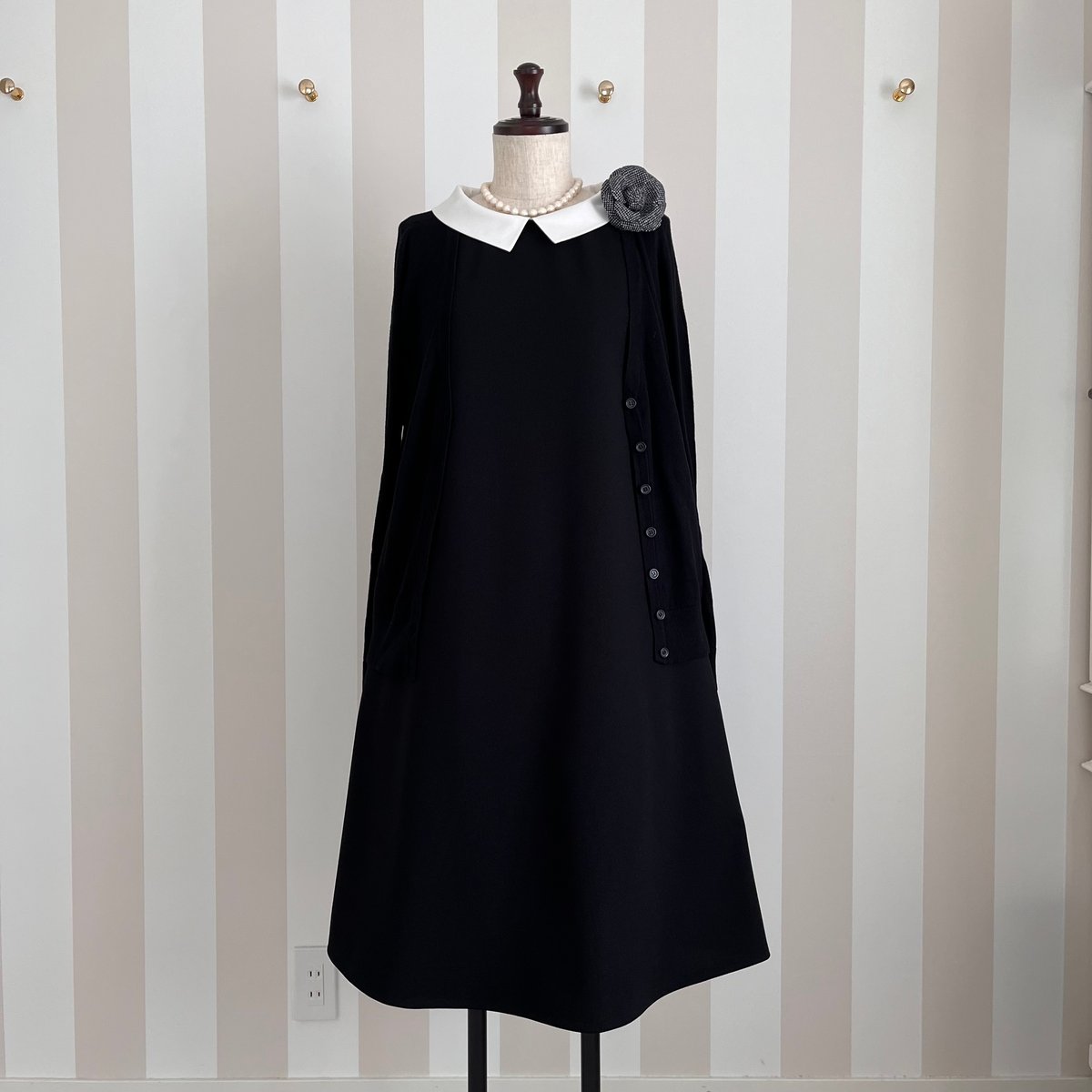 7-050 黒ハニカム MIMIワンピース M | capriciousmie