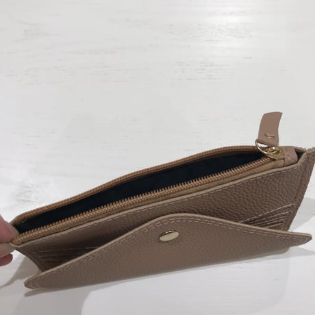 6-144   フラット長財布　ベージュ