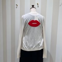 Ｓ-172    白×くちびる　ジップカーディガン　XS