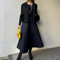 1-105     ミッドナイトウールボンディング　フレアスカート　ロング　ファスナー　Ｌ