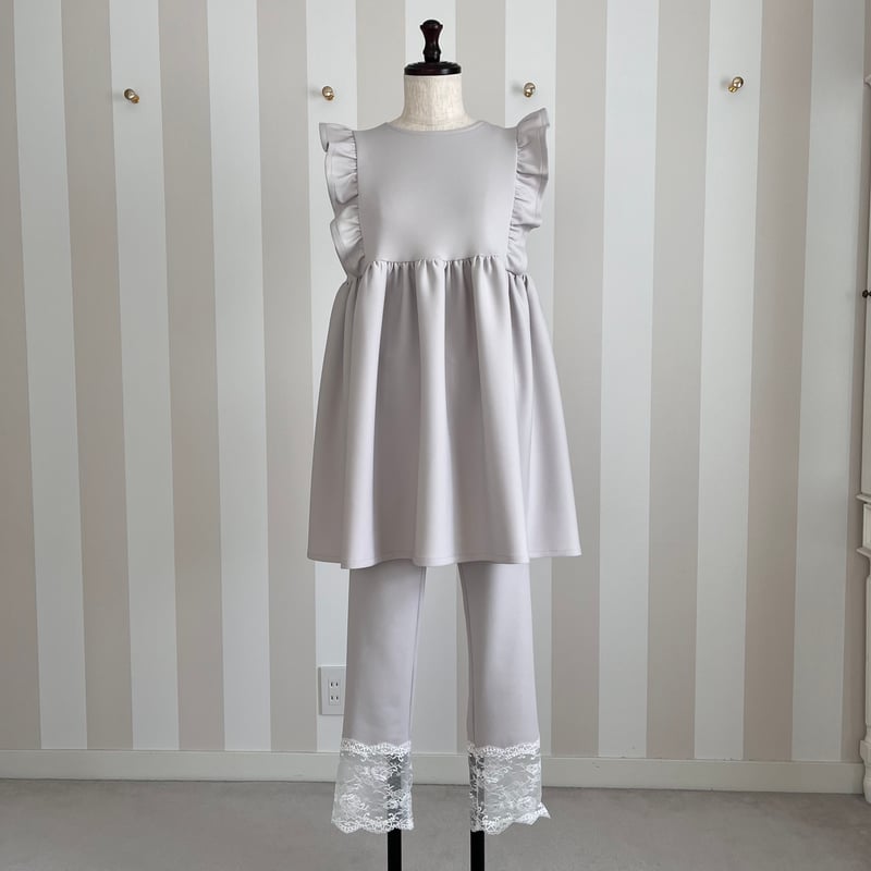 5-016 グレージュ レースレギンス フリー(M) | capriciousmie