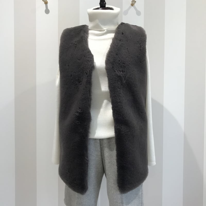 10-110 ダーク グレー エコファーベスト 長め フリー セレクト商品