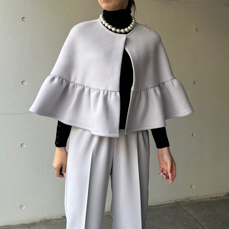 2-027 ラベンダーウール フリルケープ フリー | capriciousmie