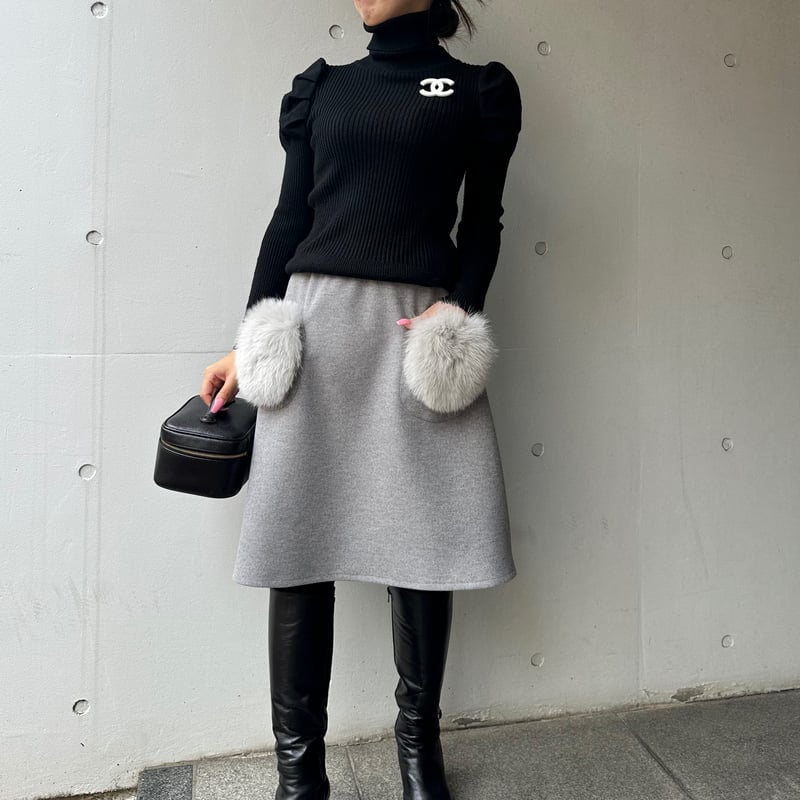 10-120 グレーウール風 ポケットスカート フリー(M) | capriciousmie