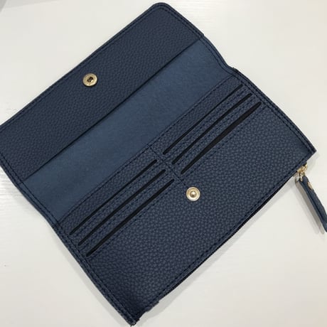 6-041  フラット長財布　ネイビー