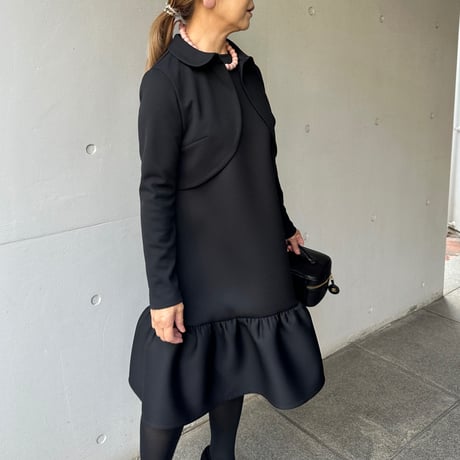 11-024      黒ハニカム　襟付き長袖ボレロ　Ｍ