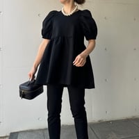 5-106   黒杢　半袖TOMOペプラムトップス　長め　ＸＬ