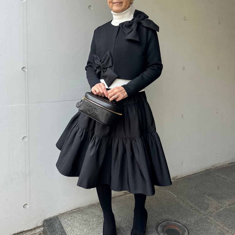 1-154 黒 ティアードスカート フリー（L） | capriciousmie