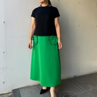 1-109    グリーン　フリルポケットスカート　ロング　フリー（Ｌ）