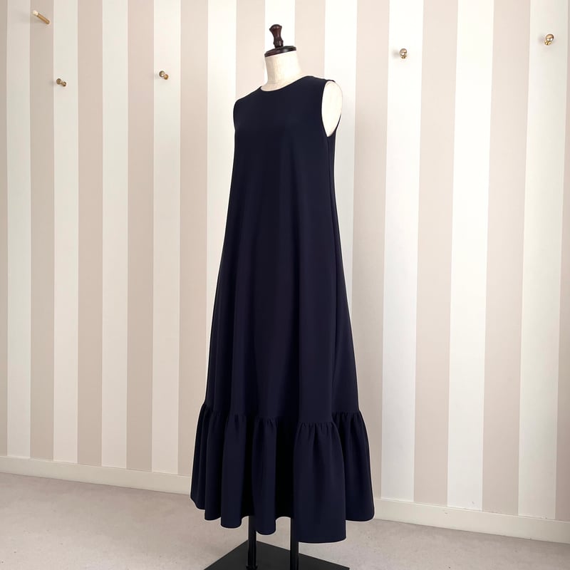 6-131 ネイビー リボンベルトワンピース M | capriciousmie