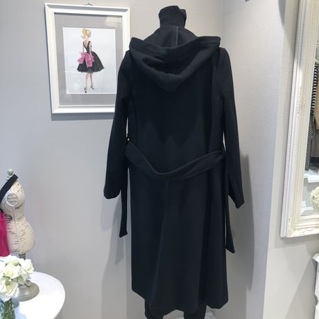 10-232  黒ウール　コート　フリー