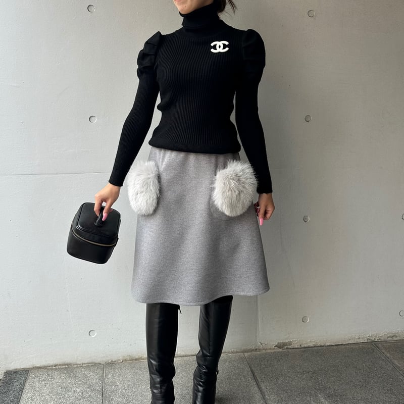 10-120 グレーウール風 ポケットスカート フリー(M) | capriciousmie