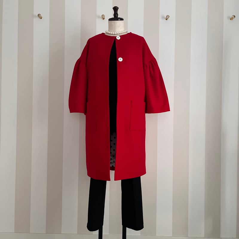 11-069 赤ウール×ドット MOMO フリー | capriciousmie