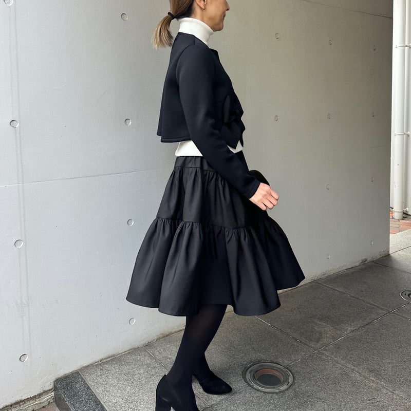 1-152 黒 ティアードスカート フリー(M) | capriciousmie