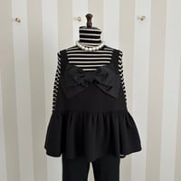 11-187    黒　リボンフリルベスト　長め   M