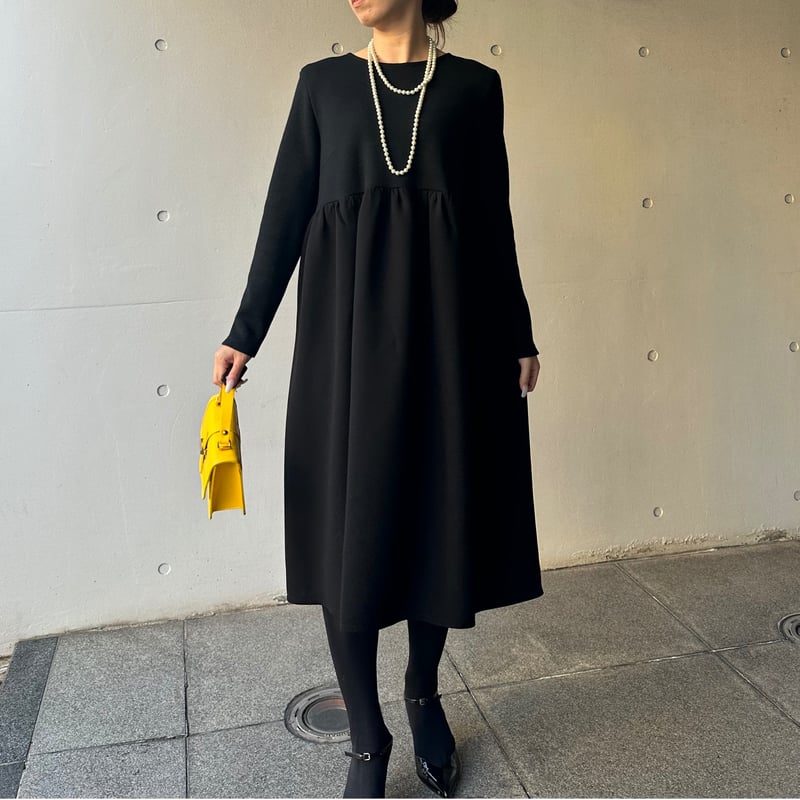 12-015 黒ウール 長袖ドールワンピース M | capriciousmie