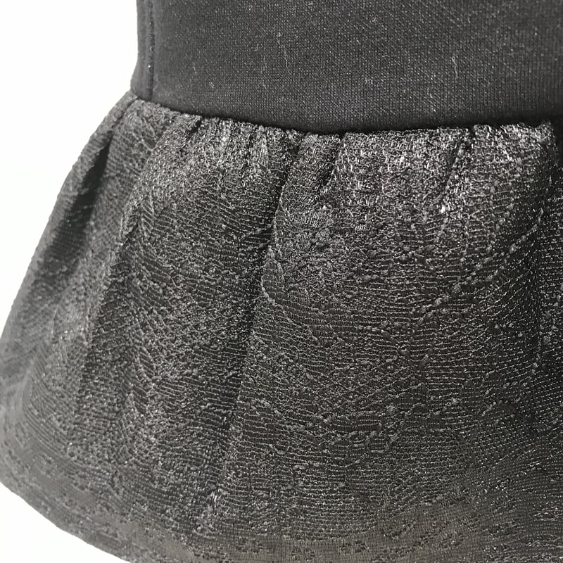 3-351 黒 ×レース ペプラムトップス 袖付き L | capriciousmie