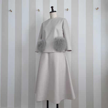 12-186      グレージュウール風　フレアスカート　ロング　フリー（ＸＬ)