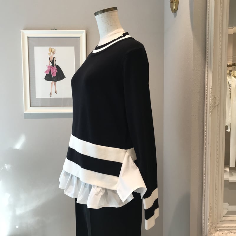 2-078 黒×白ライン ドッキングニット フリー セレクト商品 | capriciousmie