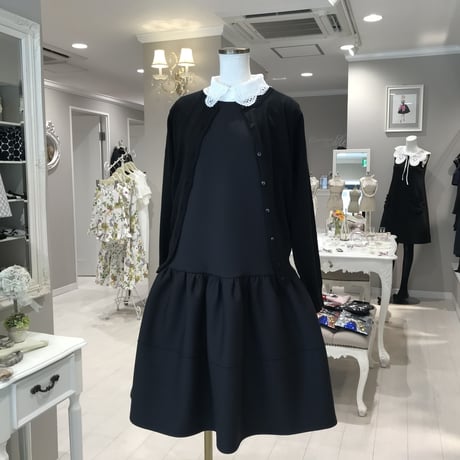 3-224  ブラックネイビー　ピンタックワンピース　SM