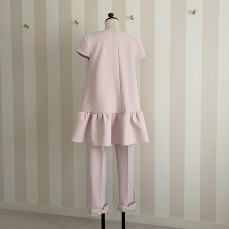 3-003    マカロンピンク　ホイップチュニック　キャップスリーブ　Ｌ