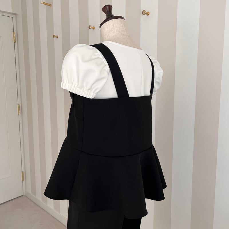 5-156 黒 リボンフリルベスト L | capriciousmie