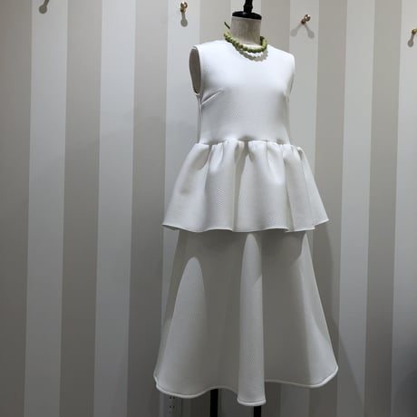 12-238   白×ボーダー　バックリボンペプラムトップス　Ｍ