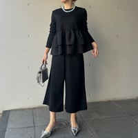 1-114    黒ハニカム　ガウチョパンツ　フリー（Ｌ）