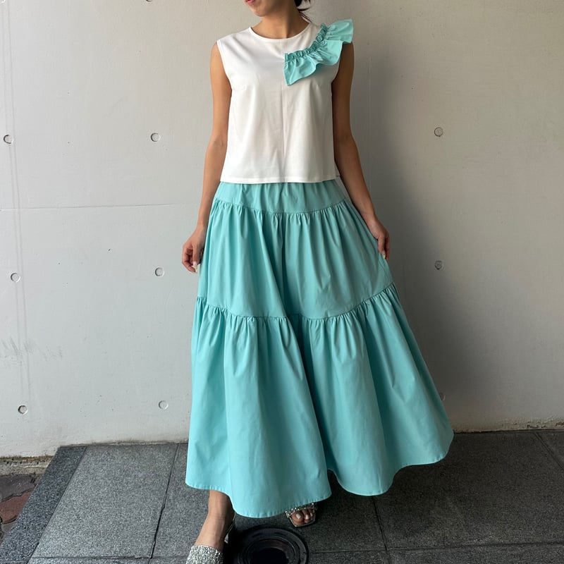 FOXEY ウォータープルーフ ティアードスカート 40 FOXEY