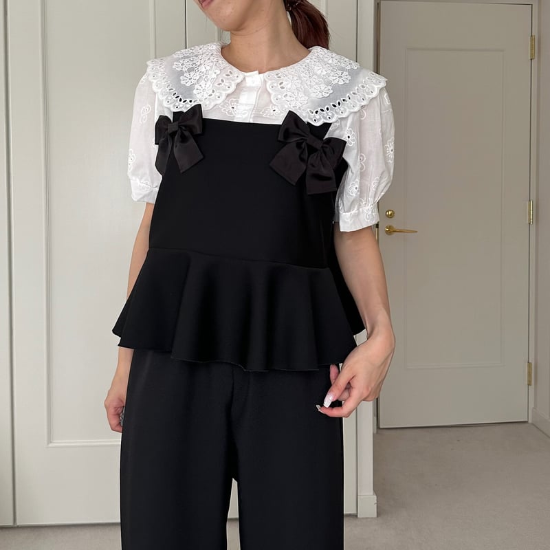 5-156 黒 リボンフリルベスト L | capriciousmie