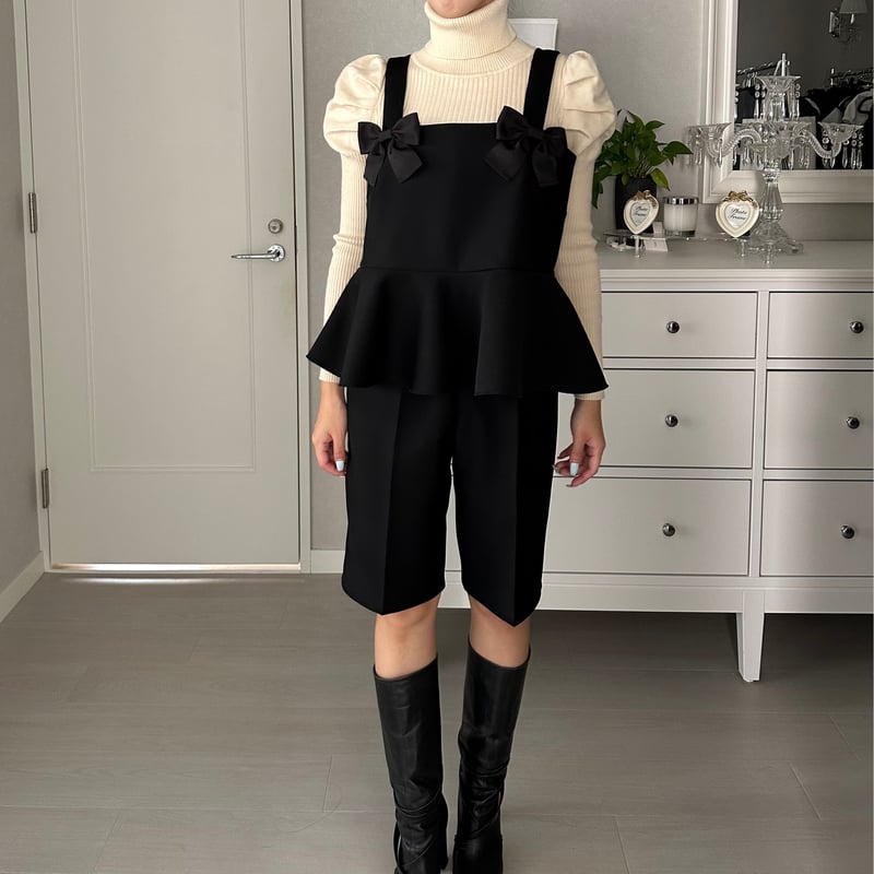 5-156 黒 リボンフリルベスト L | capriciousmie