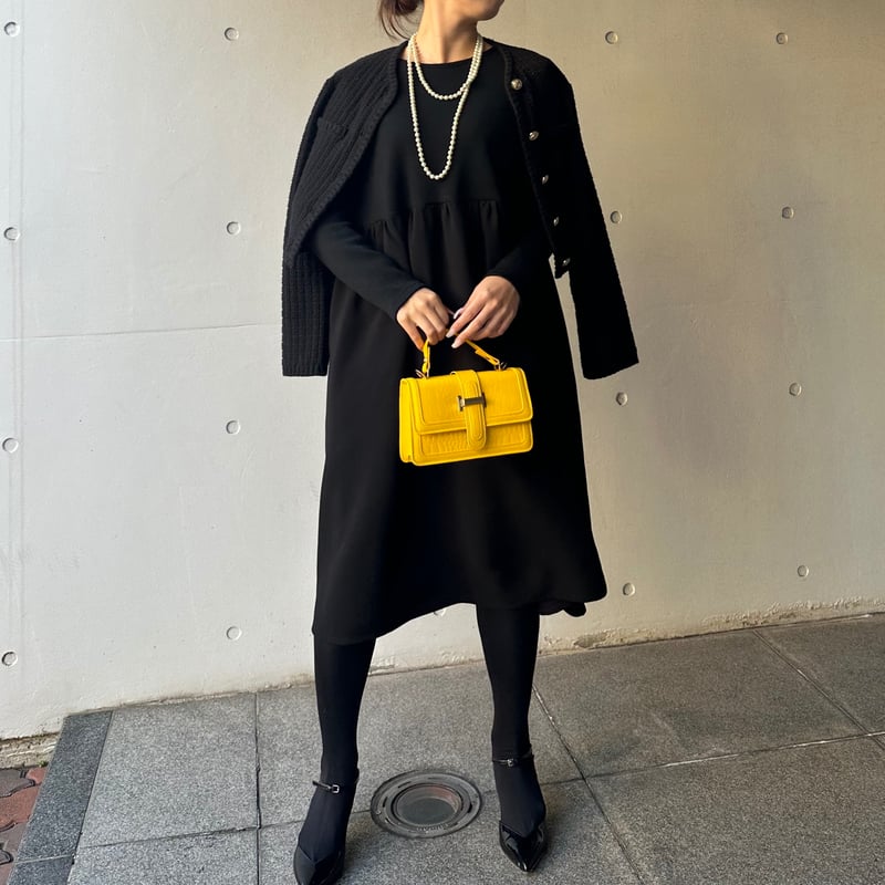 12-017 黒ウール 長袖ドールワンピース L | capriciousmie