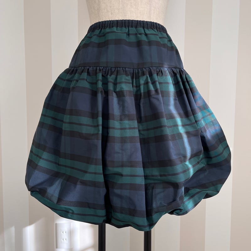 ロージーモンスター　ツンツンバルーンチェックスカート　グリーン ロージーモンスター ツンツンバルーンチェックスカート グリーン