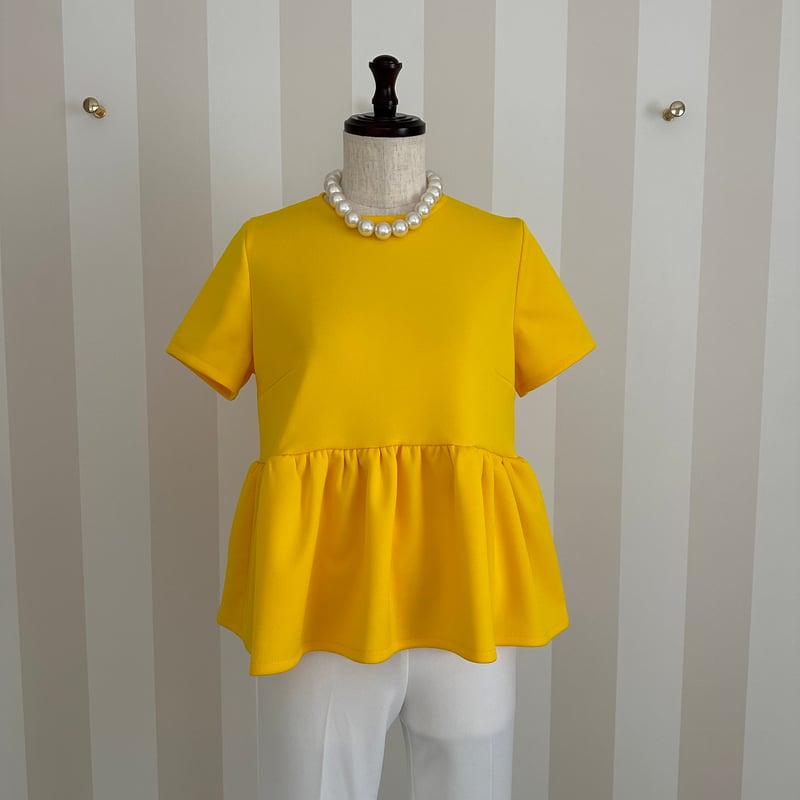 CABanペプラムデザイン 半袖シャツ 黄色 CABanペプラムデザイン 半袖シャツ 黄色 CABanペプラムデザイン