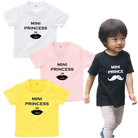 MINI　PRINCESS　女の子ベビーTシャツ（Rips）文字ブラック
