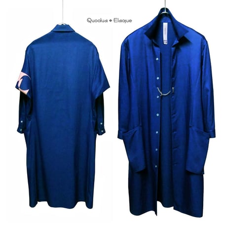 Silky "NYORAI" Long Shirt / Coat / Night Blue