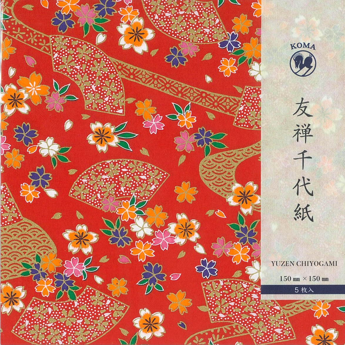 京染友禅千代紙 15㎝ 同柄5枚入 桜D 赤 | おりがみ屋さんドットコム