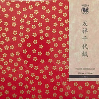 友禅千代紙　15㎝　同柄５枚入　小梅　赤