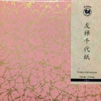 友禅千代紙　15㎝　同柄５枚入　ろうけつ染風  桃